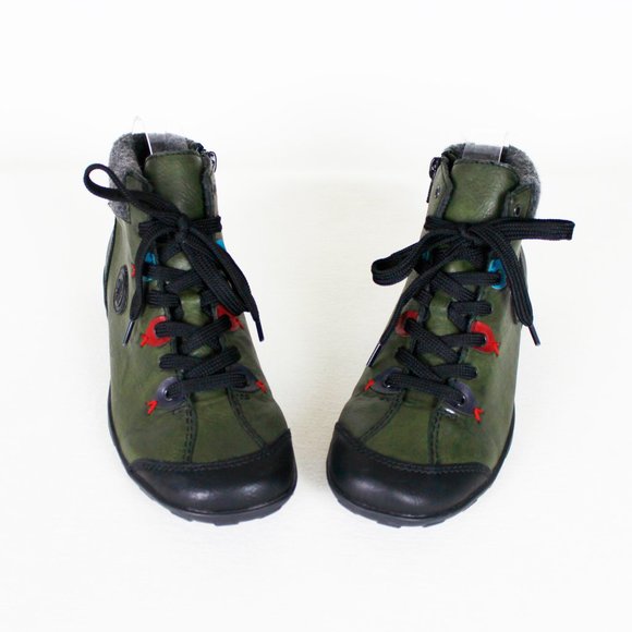 Reiker Green with Multicolour Accents Lace-up Ankle Boots - Picture 6 of 16